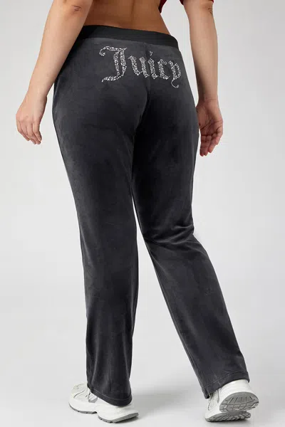 Juicy Couture Plus-size Mixed Crystals Velour Track Pants In Gray