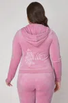 Juicy Couture Plus-size Monogram Heritage Cotton Velour Hoodie In Pink