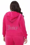Juicy Couture Plus-size Og Big Bling Velour Hoodie In Pink