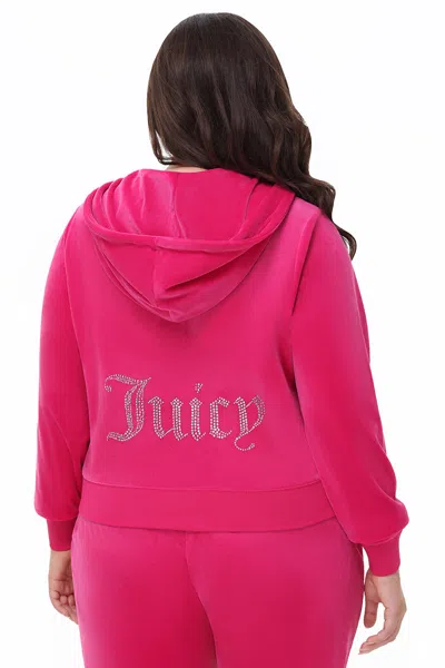 Juicy Couture Plus-size Og Big Bling Velour Hoodie In Pink