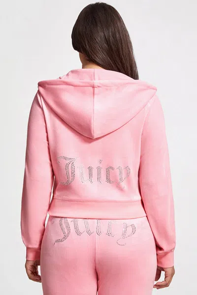 Juicy Couture Plus-size Og Big Bling Velour Hoodie In Pink