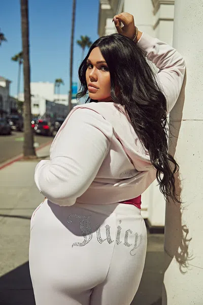 Juicy Couture Plus-size Og Big Bling Velour Track Pants In Neutral