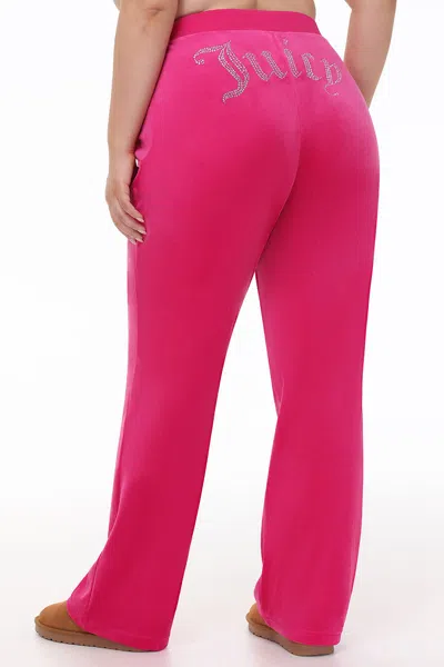 Juicy Couture Plus-size Og Big Bling Velour Track Pants In Pink