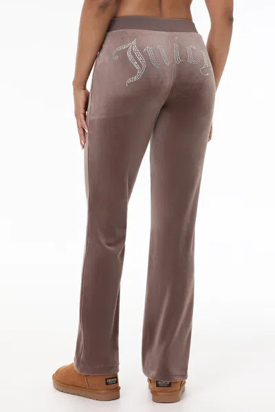 Juicy Couture Plus-size Og Big Bling Velour Track Pants In Gray