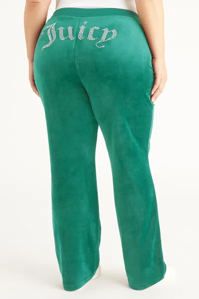 Juicy Couture Plus-size Og Big Bling Velour Track Pants In Green