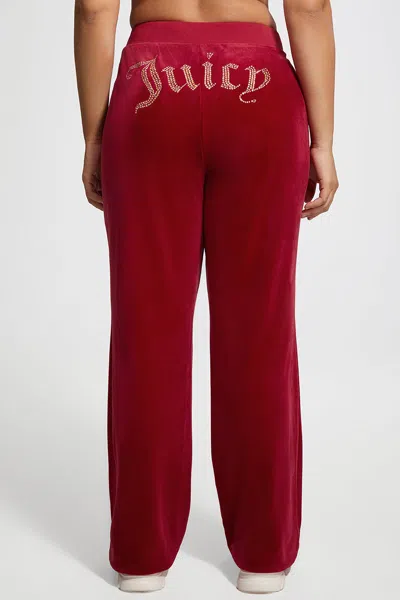 Juicy Couture Plus-size Og Big Bling Velour Track Pants In Red