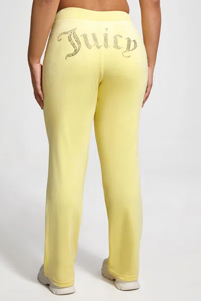 Juicy Couture Plus-size Og Big Bling Velour Track Pants In Yellow
