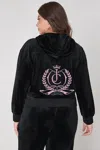 Juicy Couture Plus-size Relaxed Velour Zip Hoodie In Black