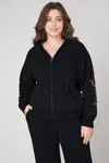 Juicy Couture Plus-size Roses Oversized Zip Front Hoodie In Black