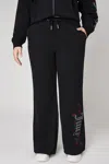Juicy Couture Plus-size Roses Wide Leg Track Pants In Black