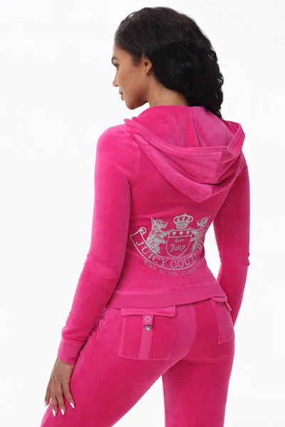 Juicy Couture Plus-size Scottie Cotton Velour Hoodie In Pink