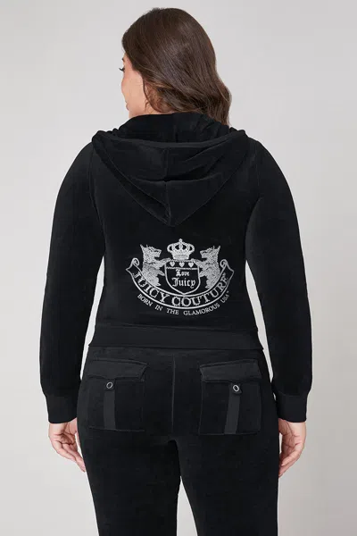 Juicy Couture Plus-size Scottie Cotton Velour Hoodie In Black