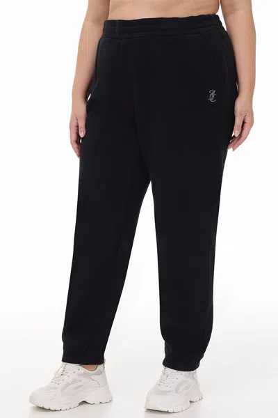 Juicy Couture Plus-size Small Bling Fleece Sweatpants In Black