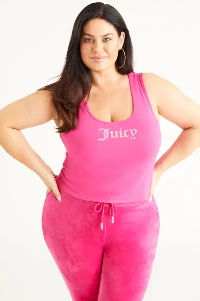 Juicy Couture Plus-size Small Bling Tank Top In Pink
