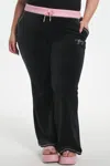 Juicy Couture Plus-size Sweetheart Cotton Velour Track Pants In Black