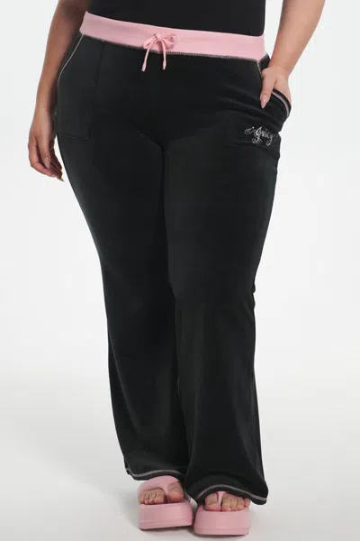 Juicy Couture Plus-size Sweetheart Cotton Velour Track Pants In Black