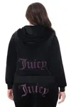 Juicy Couture Plus-size Technicolor Customizable Big Bling Velour Hoodie In Black