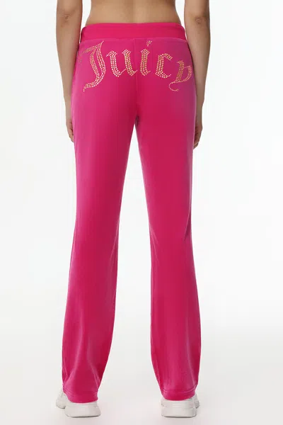 Juicy Couture Plus-size Technicolor Customizable Big Bling Velour Track Pants In Pink