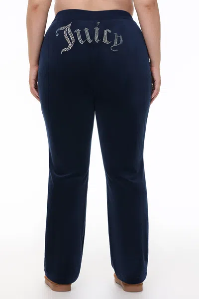 Juicy Couture Plus-size Technicolor Customizable Big Bling Velour Track Pants In Blue