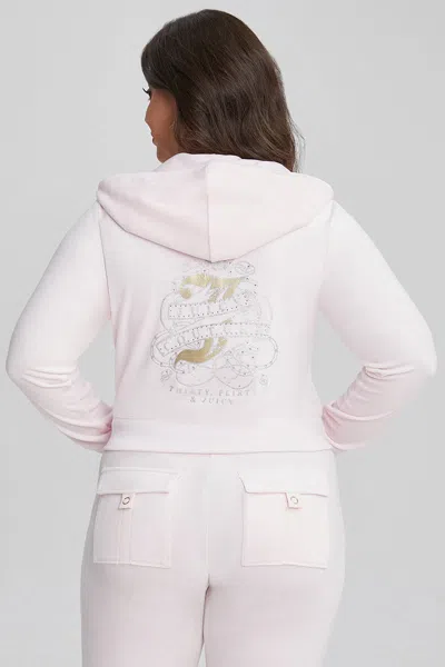 Juicy Couture Plus-size Thirty Flirty And Juicy Velour Hoodie In White