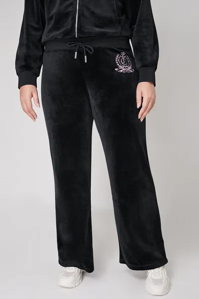 Juicy Couture Plus-size Wide Leg Track Pants In Black