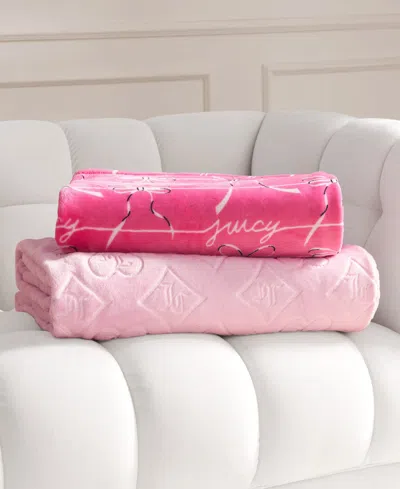 Juicy Couture Plush Glam 2-pc. Throw Set In Pink