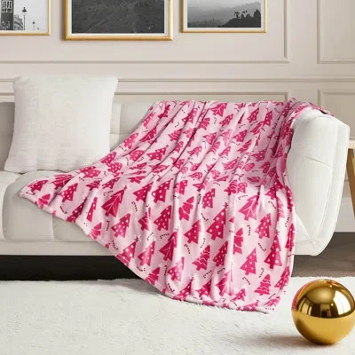 Juicy Couture Plush Holiday Throw Blankets In Snow Trees