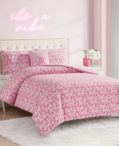 Juicy Couture Plush Reversible Gothic Leopard 4-pc. Comforter Set, King In Pink