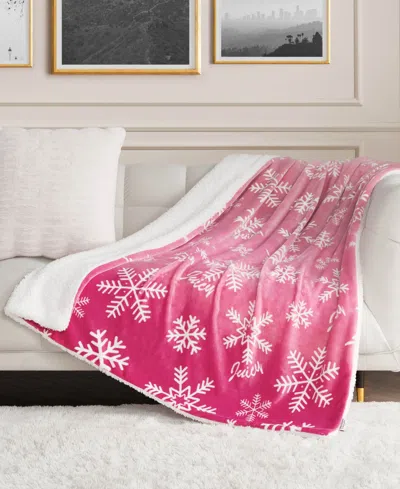 Juicy Couture Plush Reversible Sherpa Throw, 50"x 60" In Pink