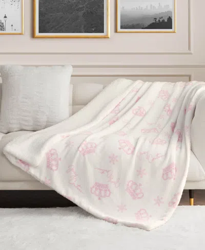 Juicy Couture Plush Reversible Sherpa Throw, 50"x 60" In Pink