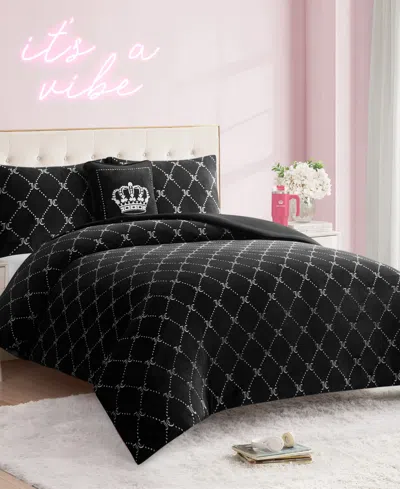 Juicy Couture Plush Reversible Trellis Link 3-pc. Comforter Set, Twin/twin Xl In Black