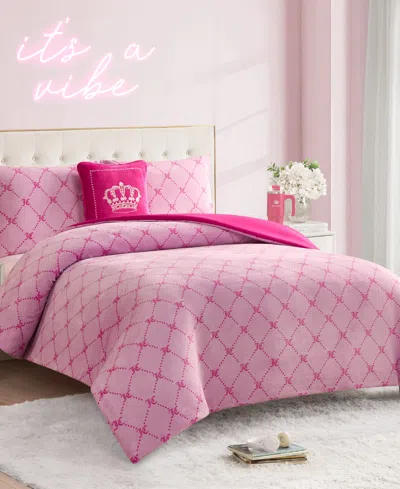 Juicy Couture Plush Reversible Trellis Link 4-pc. Comforter Set, Full/queen In Pink