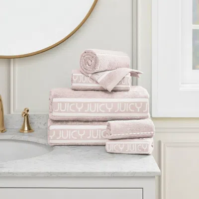 Juicy Couture Plush Stripe Bath Towel Set In Pink