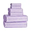 Juicy Couture Plush Stripe Bath Towel Set In Purple
