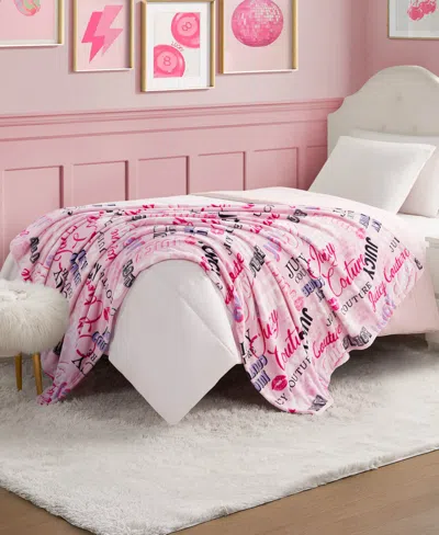 Juicy Couture Plush Throw, 50" X 70" In Pink