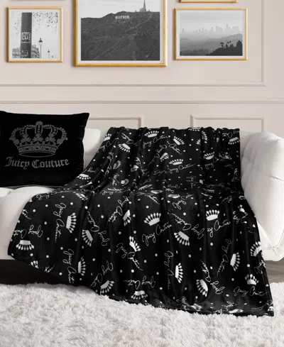 Juicy Couture Plush Throw, 50" X 70" In Black
