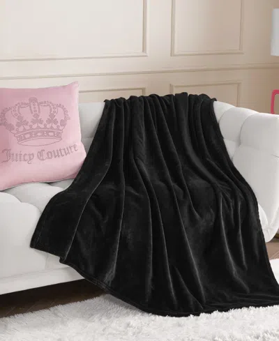Juicy Couture Plush Throw, 50" X 70" In Black