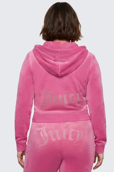 Juicy Couture Plus-size Og Big Bling Velour Hoodie In Pink