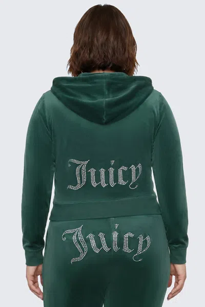 Juicy Couture Plus-size Og Big Bling Velour Hoodie In Green