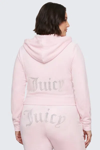 Juicy Couture Plus-size Og Big Bling Velour Hoodie In Pink