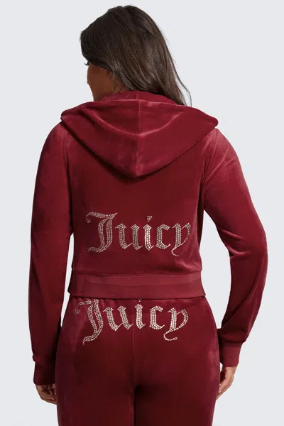 Juicy Couture Plus-size Og Big Bling Velour Hoodie In Red
