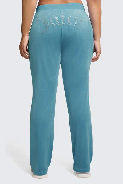 Juicy Couture Plus-size Og Big Bling Velour Track Pants In Blue