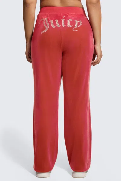 Juicy Couture Plus-size Og Big Bling Velour Track Pants In Red