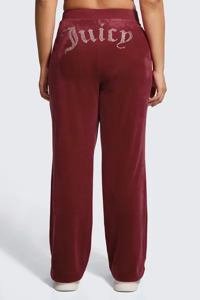 Juicy Couture Plus-size Og Big Bling Velour Track Pants In Red