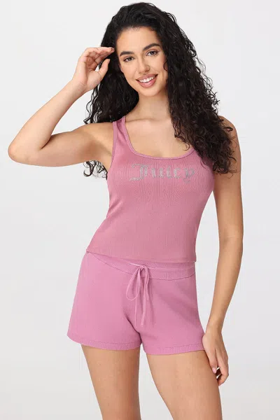Juicy Couture Pointelle Small Bling Tank In Pink