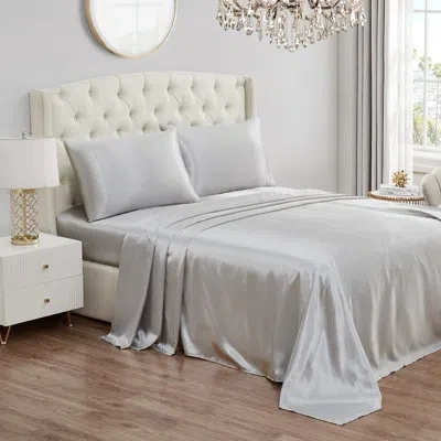 Juicy Couture Premium Silky Satin Sheet Sets In Gray