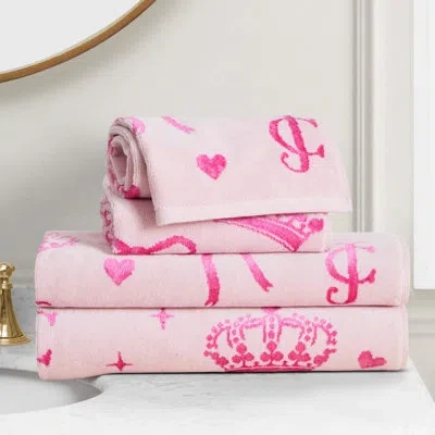 Juicy Couture Printed Jacquard Bath Towels In Bow Pink