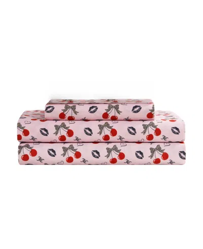 Juicy Couture Printed Microfiber 3-piece Sheet Set, Twin In Pink