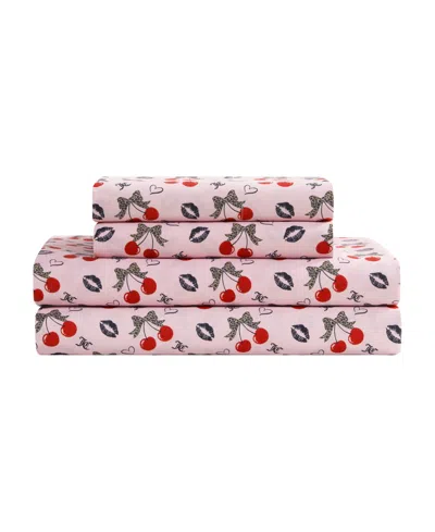 Juicy Couture Printed Microfiber 4-piece Sheet Set, Full In Pink