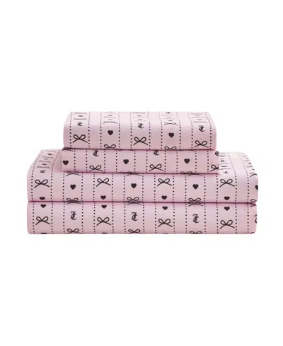 Juicy Couture Printed Microfiber 4-piece Sheet Set, King In Pink
